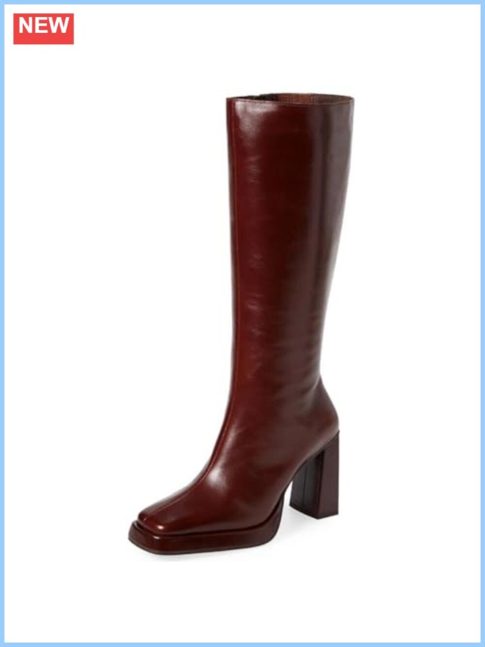 Vegan Leather Knee High Platform Boots Square Toe Chunky Block Heel Tall Boots - Picture 1 of 6